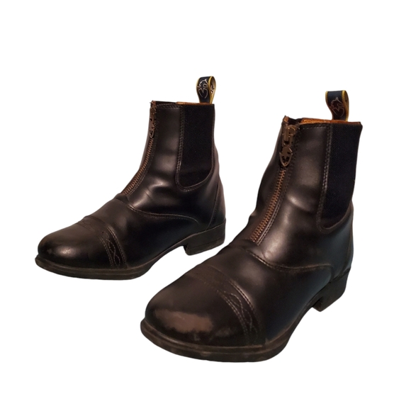 Moretta Faux Black Leather Zip Ankle Booties Boots Women's Size 6 - Picture 5 of 10